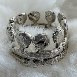 Silver Textured Women's “Crown” Ring
